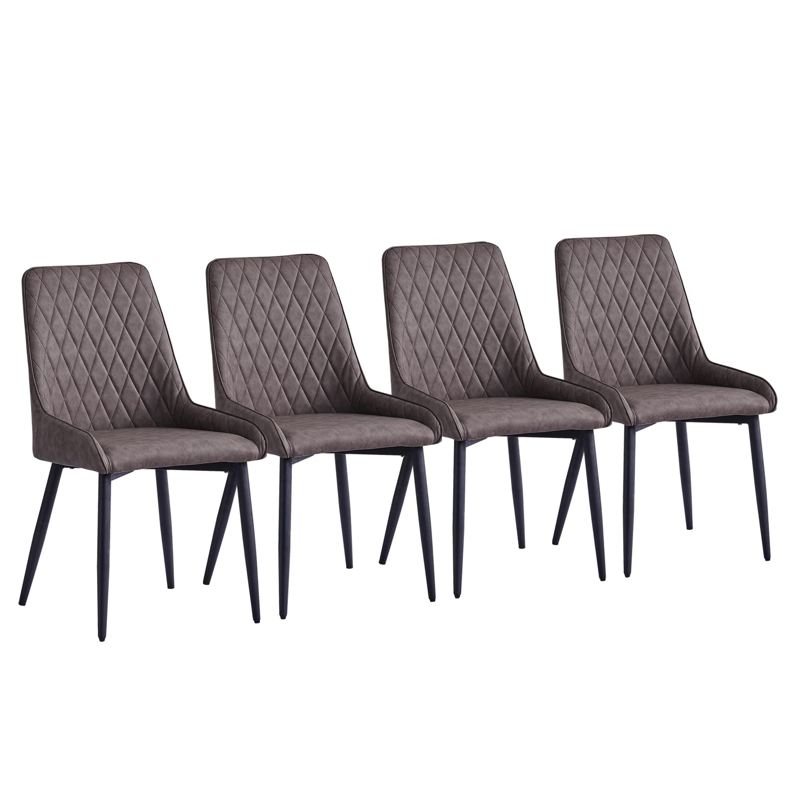 Buy CLIPOP Dining Chairs Set of 4 Brown Faux Leather Kitchen Leisure Accent Chairs Occasional