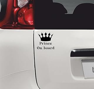 Pegatinas de Prince On Board de niño a bordo príncipe coche moto stickers corona príncipe bebé calcomanías vinilo color a elegir cód. 0042 negro