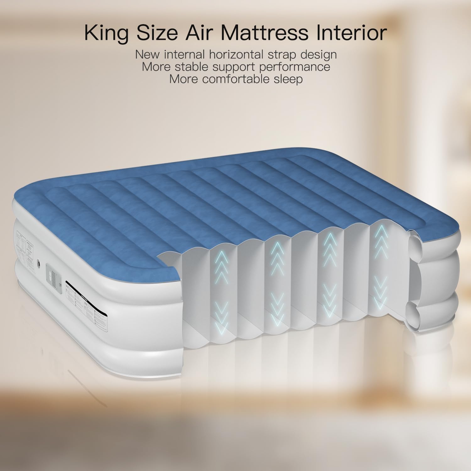 King Air Mattress 20 Inches High King Air Bed Mattress with Built in Pump 1 Button to Start Inflate Deflate 3 Mins Fast Self Inflating Air Mattress Suitable Indoor Outdoor