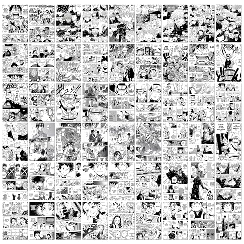Image of MODERN GALLERY MART Pack of 54 Anime Manga Wall Collage Kit Posters - 4 x 6 Inches Posters for Wall Decoration - Glue Dots Included
