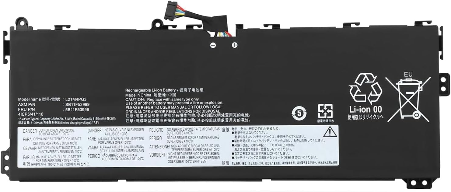 L21M4PG3 L21C4PG3 L21D4PG3 L21L4PG3 SB11F53999 SB11F54002 5B11F53996 Laptop Battery Replacement for Lenovo 13W Yoga (Type 82S1, 82S2) / 13W Yoga Gen 2 (Type 82YR 82YS) Series(15.44V 51Wh)