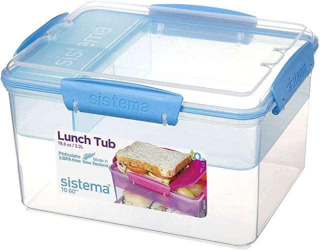 Sistema Lunch Box Tub TO GO | 2.3 L Food Container with Individual Compartments | Assorted Colours (Varies by Pack) | 1 Count