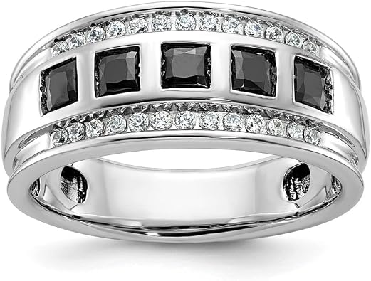Diamond2Deal 14k White Gold 1.5 carat Black and White Diamond Rings, 1.36Ct