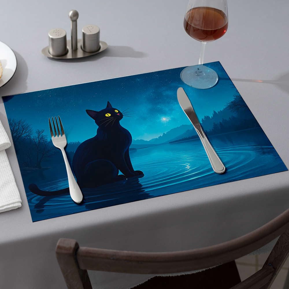 Set de table chat noir lot de 6 rustique cadeau idéal pour passionnés de chats et déco