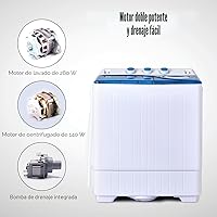 Vista 4 de COSTWAY Lavadora portátil, lavadora de lavandería de 26 libras de capacidad de 26 libras, lavadora de 18 libras y combo giratorio de 8 libras