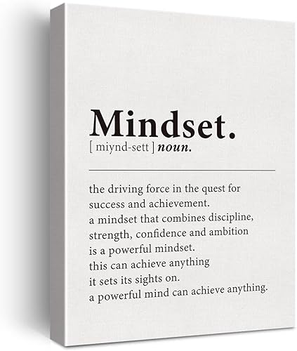 GTGIC Mindset Definition - Lienzo decorativo para pared, diseño de mentalidad motivacional, frases impresas, decoración para el hogar y la oficina,