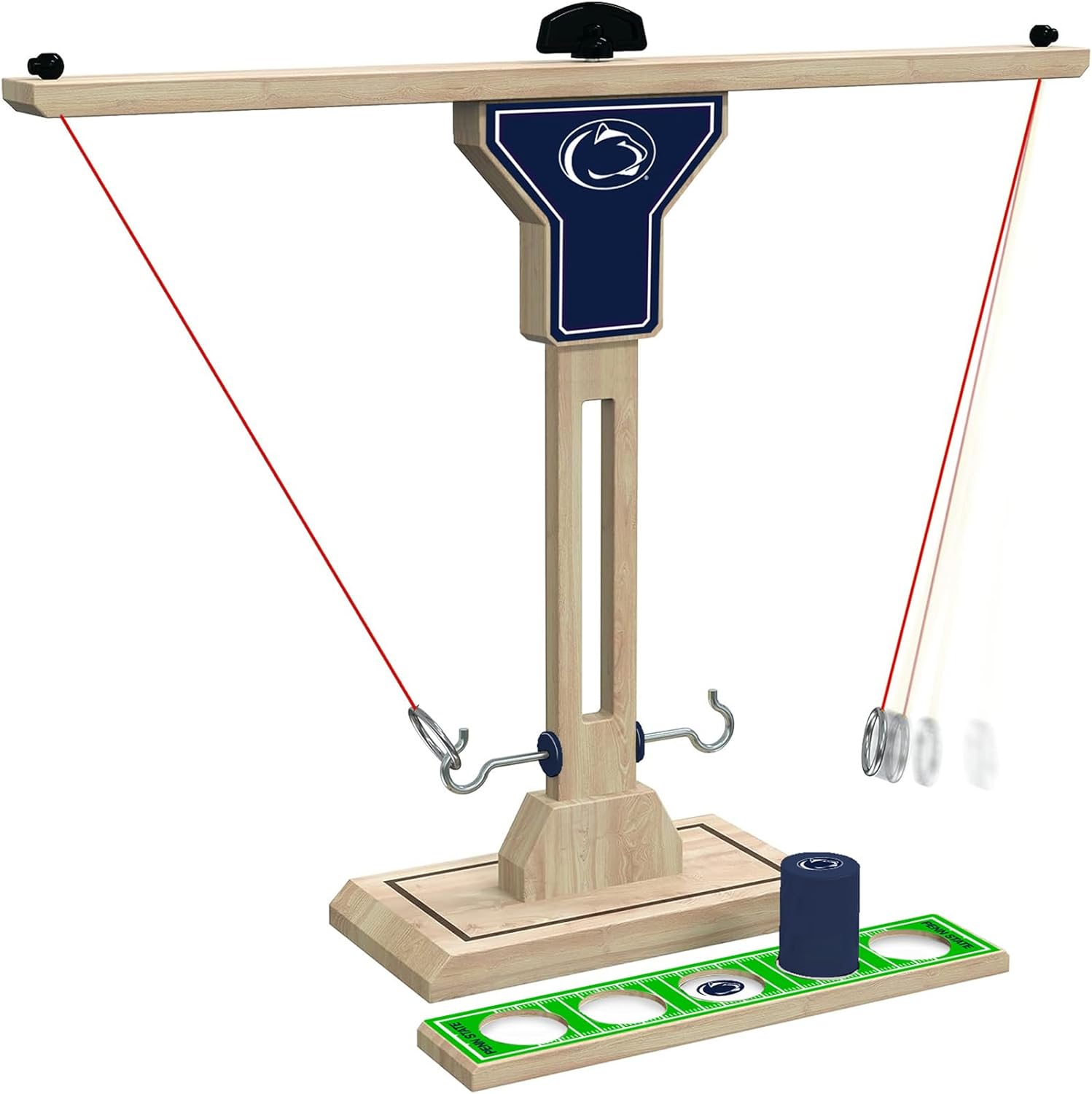 Wild Sports NCAA Penn State Nittany Lions Wooden Ring Swing Battle - Head-to-Head Ring Toss Hook & Ring Game for College Football Fans