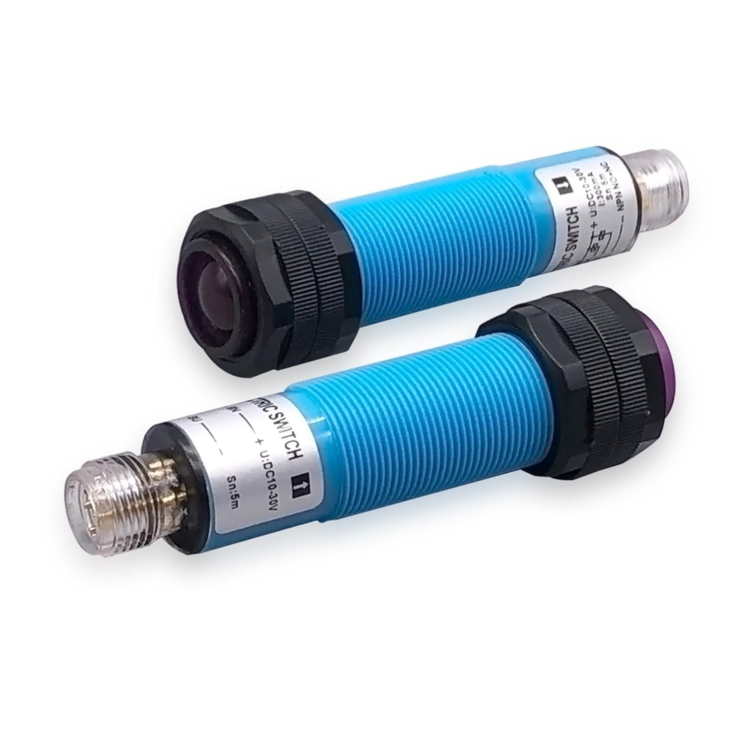 M18 5m Cylindrical Plug-in Sensor Through-Beam Photo Electric Proximity Switch Cloweit(Through Beam 5m,PNP NO-NC)