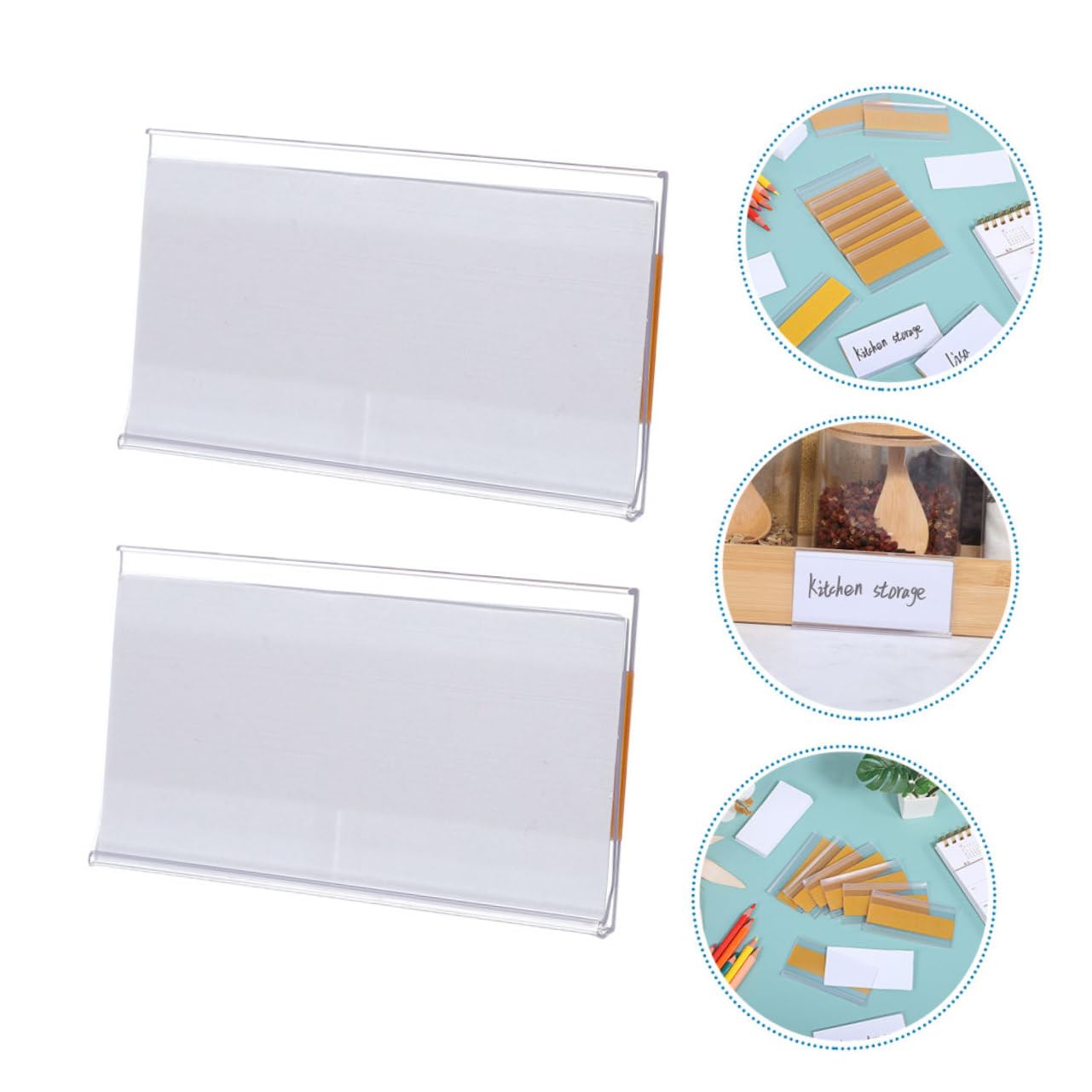 DOITOOL 1 Set Etichette Adesive Trasparenti con Supporti per Scaffali per Librerie e Uffici Etichette con Adesivo Resistente e Cartoncini per Etichettatura Organizzata