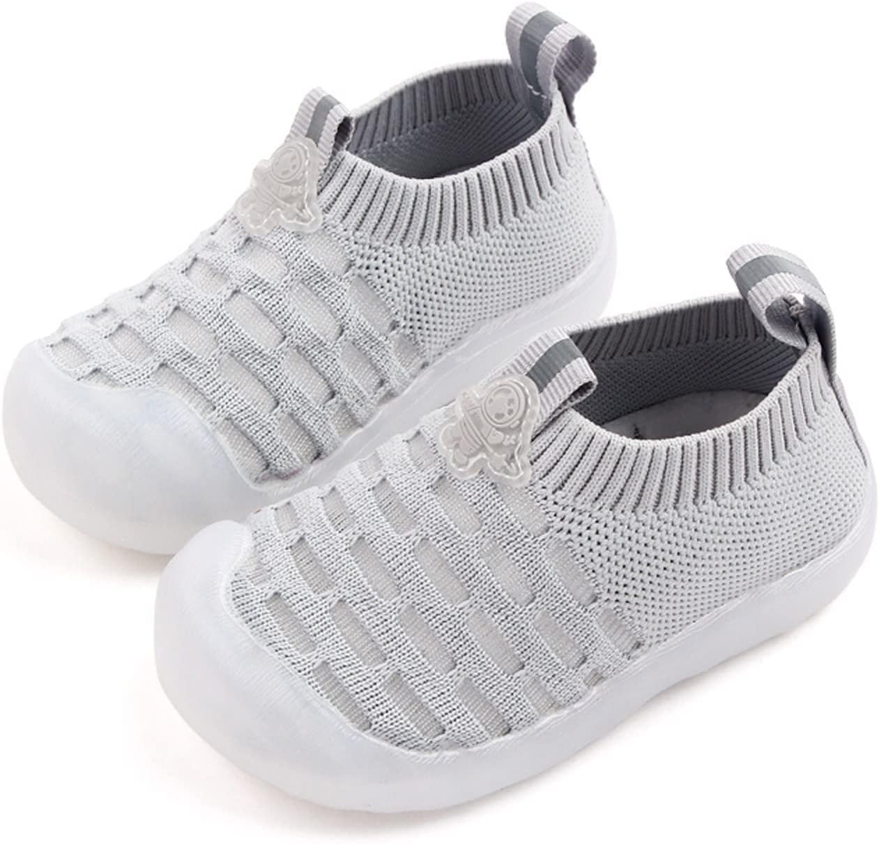 Shoes for Boys Girls Leisure Shoes Mesh Shoes Breathable Soft Sole Sport Shoes Socks Sneakers Shoes for (Grey, 18)