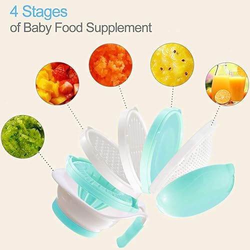 Miniatura 3 de Versátil juego para hacer alimentos para bebés, molinos de alimentos para niños pequeños con tazón de puré, triturador de mano, exprimidor de