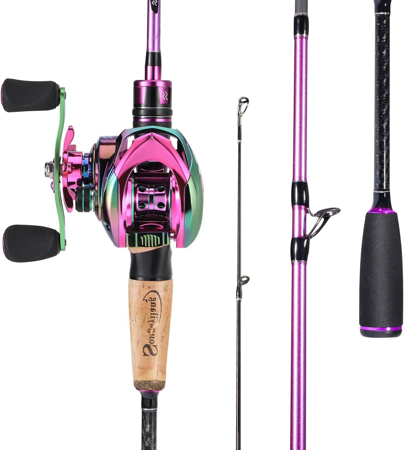 Sougayilang Baitcaster Combo, 2Pcs Fishing Rod and Reel Combo, Medium Heavy Fishing Pole with Baitcasting Reel Combo