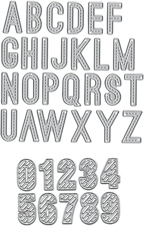 Metal Capital 26 Alphabet Cutting Dies, Spelling Letter Number Die Cuts for Card Making Stencil Embossing Tool Scrapbooking DIY Etched Craft Dies