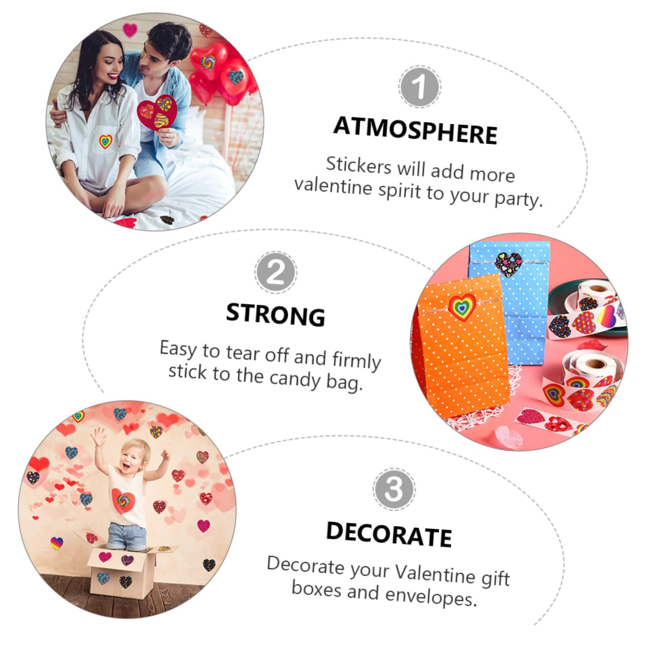 Artibetter 3sets Adesivi Per Matrimoni e Etichette Autoadesive Per Decorazioni Festive