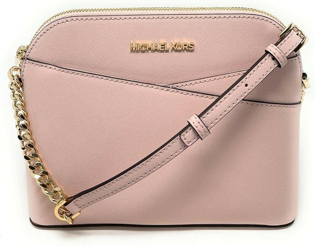 Michael Kors Jet Set Travel Medium Leather Cross Dome Bag Crossbody Black Gold: Handbags: 