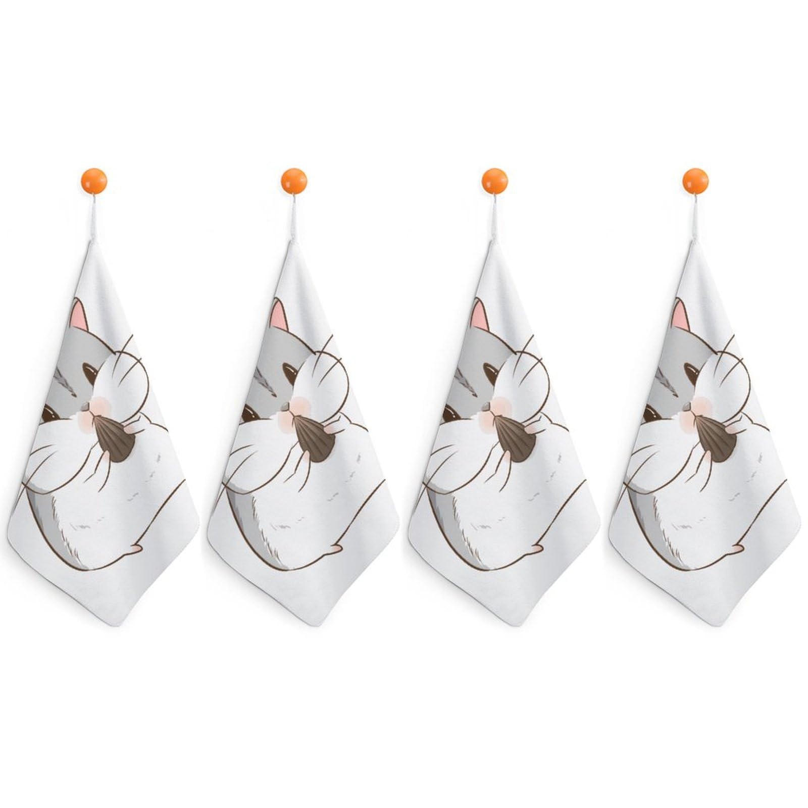 LEDFCVSU 4 Piece Hanging Hand Towels, Hamster Small Dry Hand Towel for Kitchen Bathroom