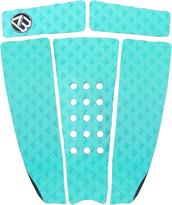 5 Piece EVA Surfboard Deck Traction Pads for Stomp Skimboards, Surf Boards, Funboard, Fish Board/Aqua Blue Gray Black