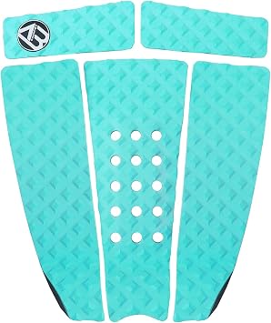 5 Piece EVA Surfboard Deck Traction Pads for Stomp Skimboards, Surf Boards, Funboard, Fish Board/Aqua Blue Gray Black