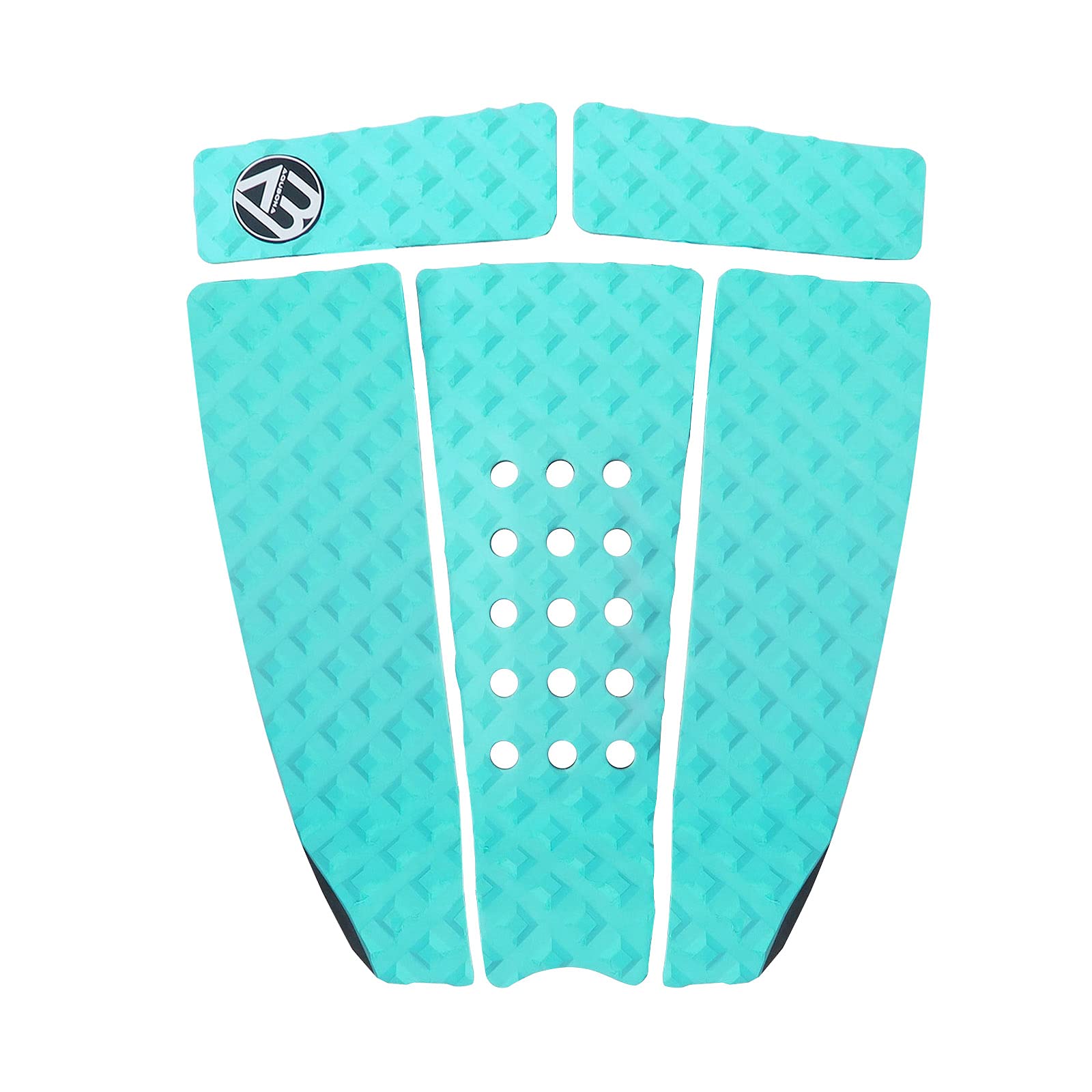 AQUBONA 5 almohadillas de tracción de EVA para tabla de surf con pateador para skimboards de Stomp, tablas de surf, funboard, tabla de peces/azul aguamarina, negro y blanco