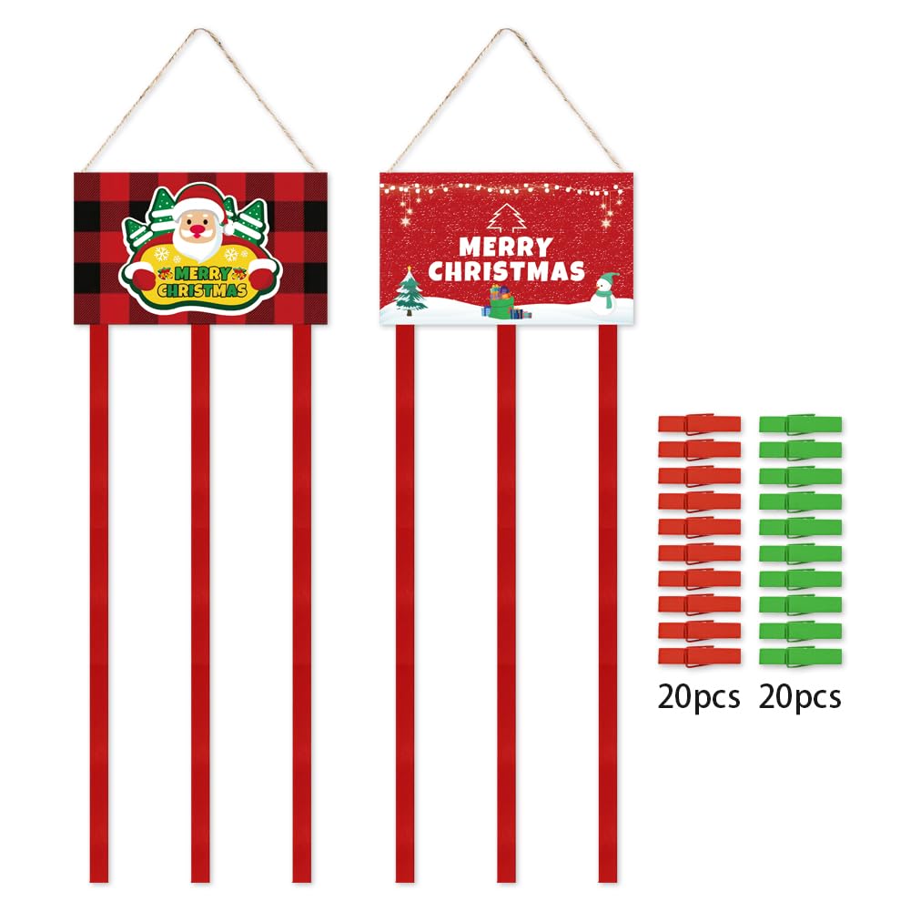 Bchinb Christmas Truck Photo Holder Merry Christmas Hanging Card Display Holders with 40 Snowflake Wooden Photo Clips Picture Holder for Wall Xmas Greeting Card Display for Christmas Home Party Wall