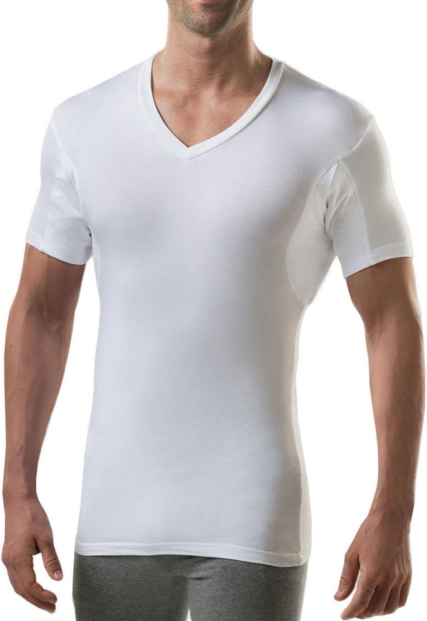 The Thompson Tee Men's Sweat Proof Undershirt with Underarm Sweat Pad (Slim Fit, V-Neck )