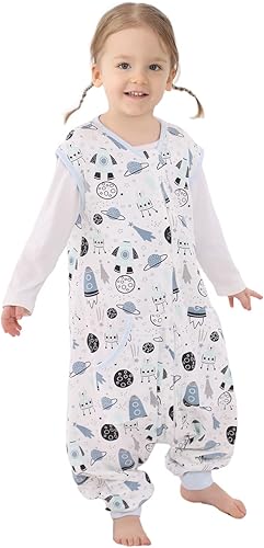 Miniatura 12 de HOMEAL Saco de dormir, 2t-3t Saco de dormir para niños pequeños con piernas, saco de dormir sin mangas para bebés que caminan temprano