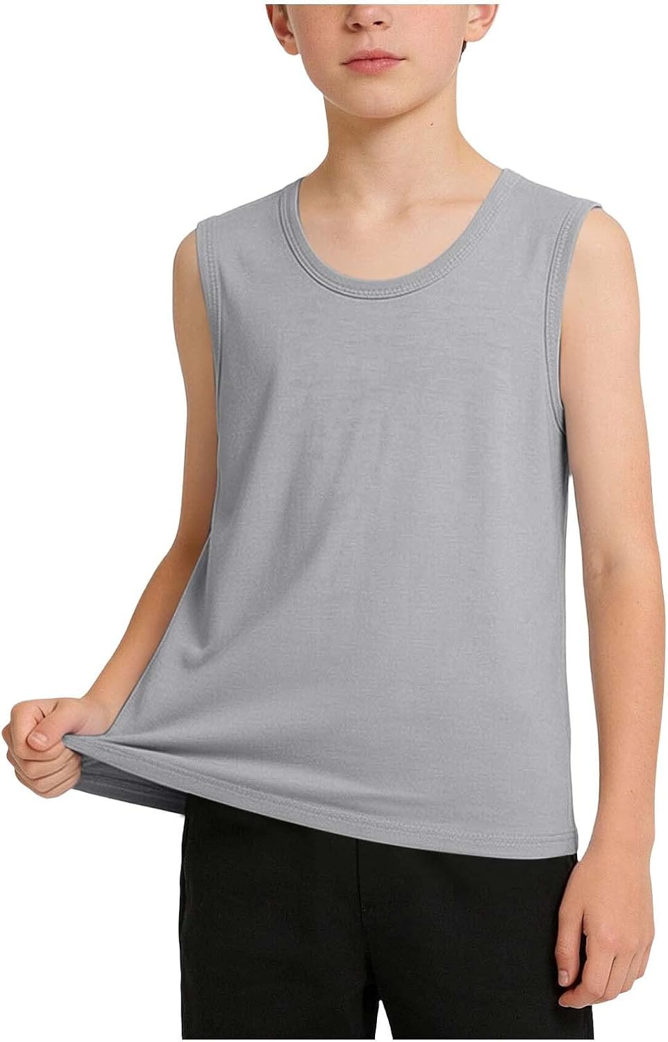 Cambkatl Boys Soft Modal Athletic Casual Tank Tops Loose Crewneck Sleeveless Summer Workout T-Shirts 1-15 Years