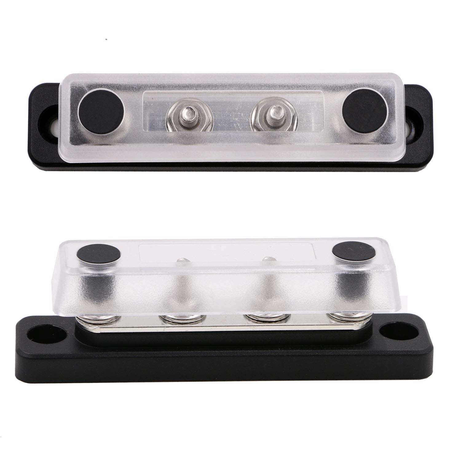 ​​Gloaso Bus Bar Copper 12V 100A 4 x 3/16" Posts Terminals Power Distribution Blocks, Marine Busbar, Mini Battery Buss Bar 12 Volt-48V DC for Car RV Solar Truck Boat Automotive Marine, Black