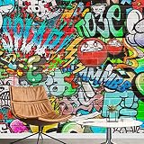 SIGNFORD Removable Wall Sticker/Wall Mural Vibrant Neon Spray Paint Typography Graffiti & Street Art