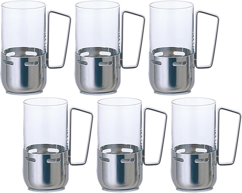 ADERIA H-AX Trevian A-Shaped Glass with Holder 8, 8.5 fl oz (240 ml), Set of 6, Made in Japan, High Ball, Water Split, Hot Water, Beer, Cup, Wedding, Celebration, Beer, Stylish, Popular, Ranking