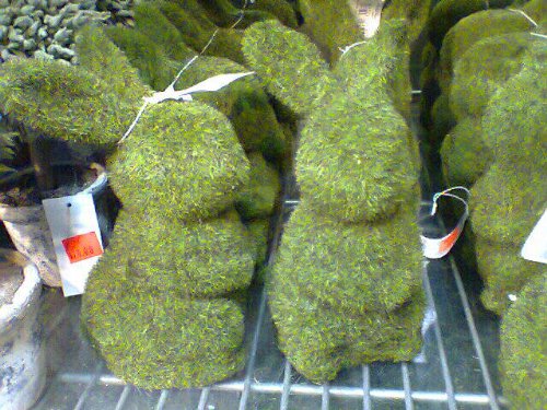 Moss Covered Bunny Free Standing 7in High