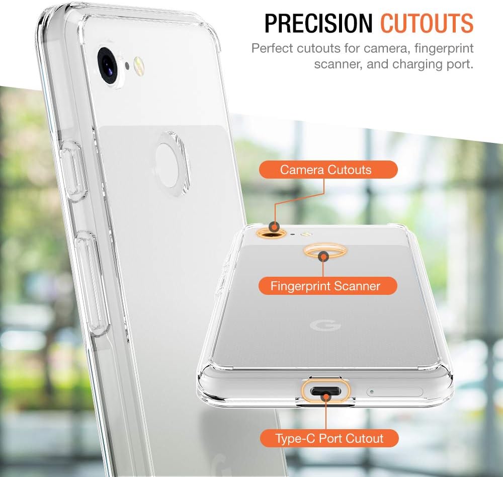 Trianium CLARIUM Series Case Designed for Google Pixel 3 (2018) Premium Clear Hybrid Cover with Shock Absorption TPU & PC Back Reinforced Rigid Corner Cushion/Scratch Resistant - Clear
