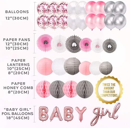 Miniatura 2 de Kit de 697 piezas de decoración de baby shower de elefante rosa para niña, guirnalda de pancartas preencordadas, guirnalda para libro de visitas,