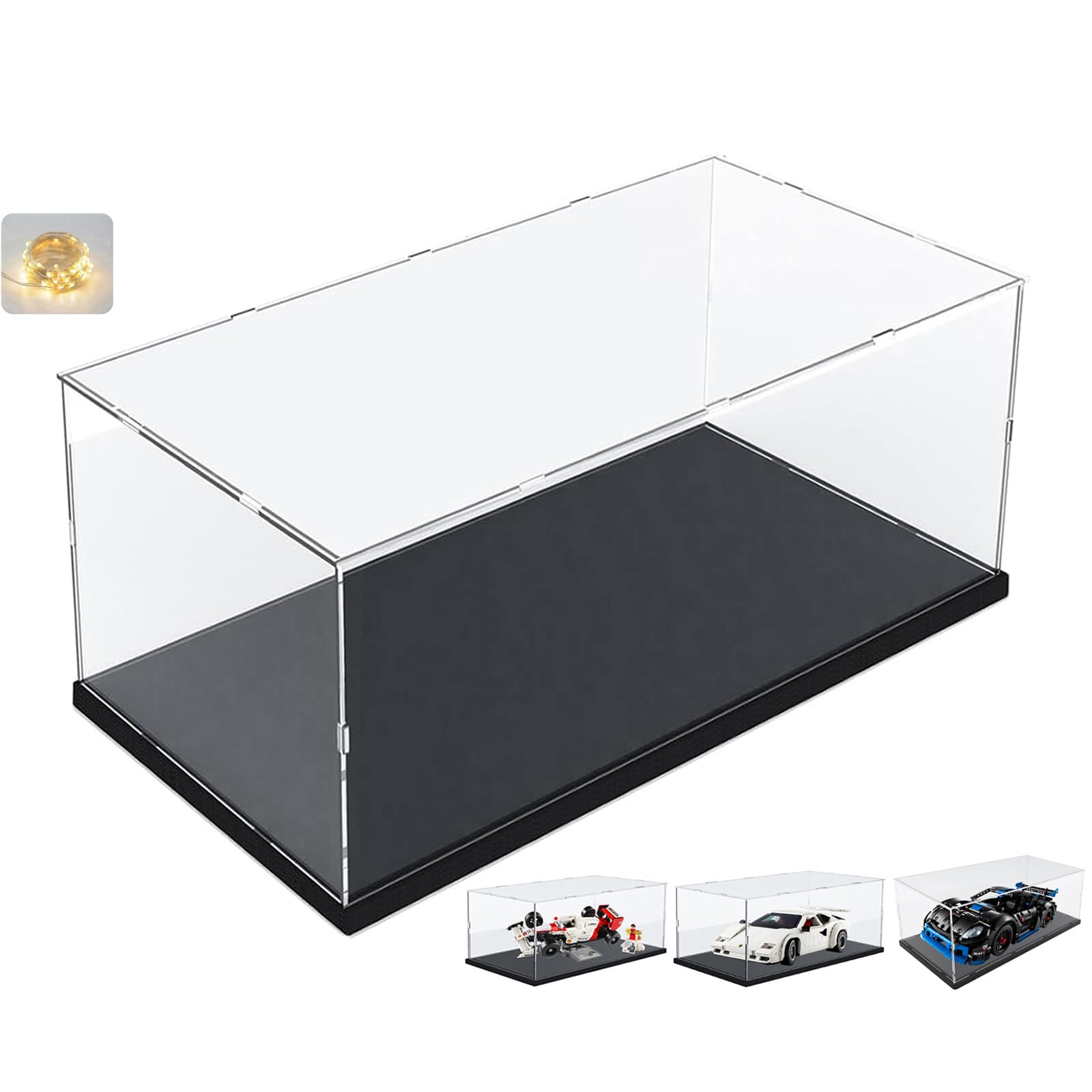 Vitrina Expositora para Lego 42172 McLaren P1 42143 SP3 42156 42096 42115 42083 1:8 Maqueta Coche Colecciones, Expositor Cajas Transparente Grande Vitrina Acrílica 3MM, Interior Blanco 60x30x20cm — view 12