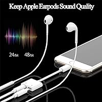 Vista 5 de [Certificado Apple MFi] Divisor de adaptador de auriculares para iPhone, 2 en 1, cargador Lightning doble, adaptador de audio auxiliar para iPhone