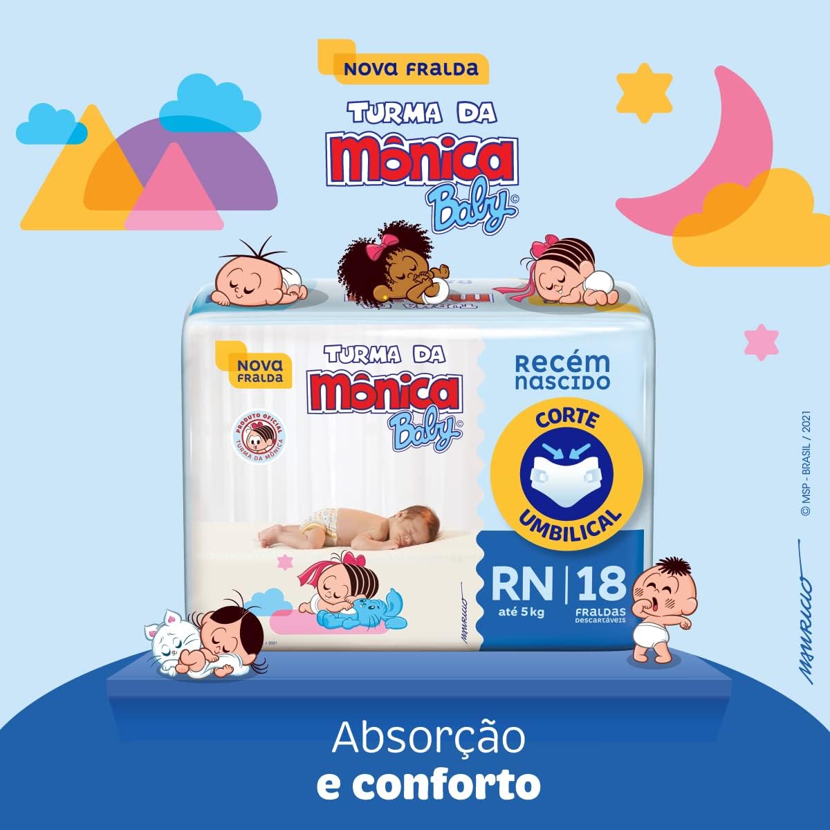 Fralda Turma da Monica Baby Jumbinho RN 144 Unidades