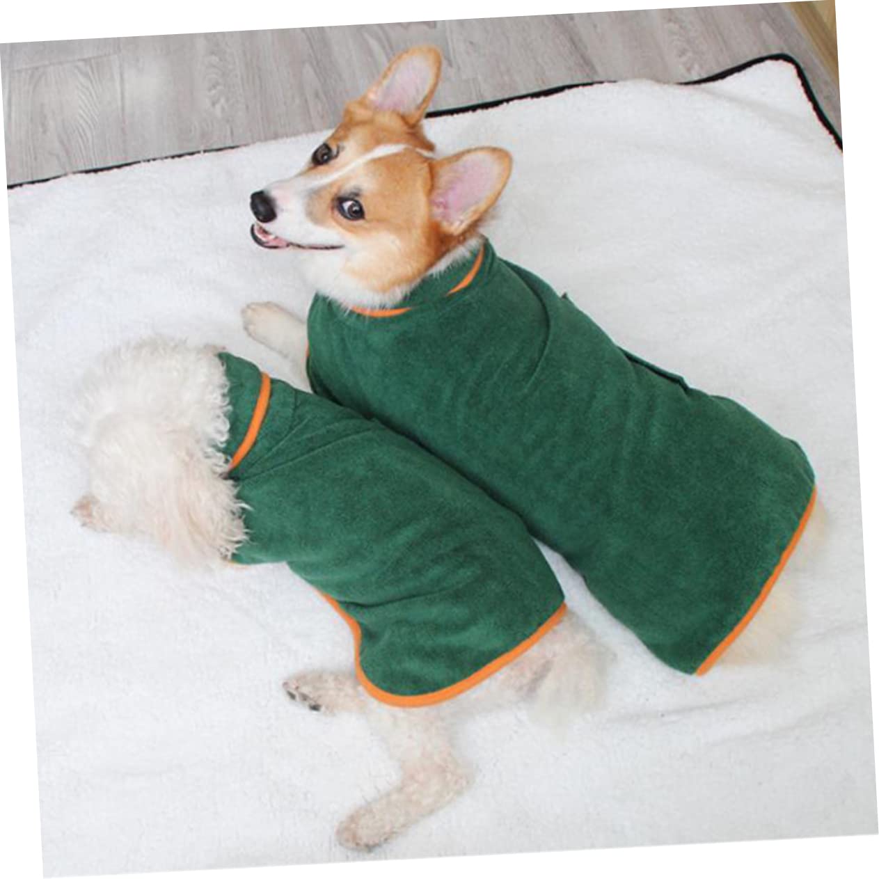 Peignoir pour Chien et Chat Absorbant Vert en Polyester Après Bain