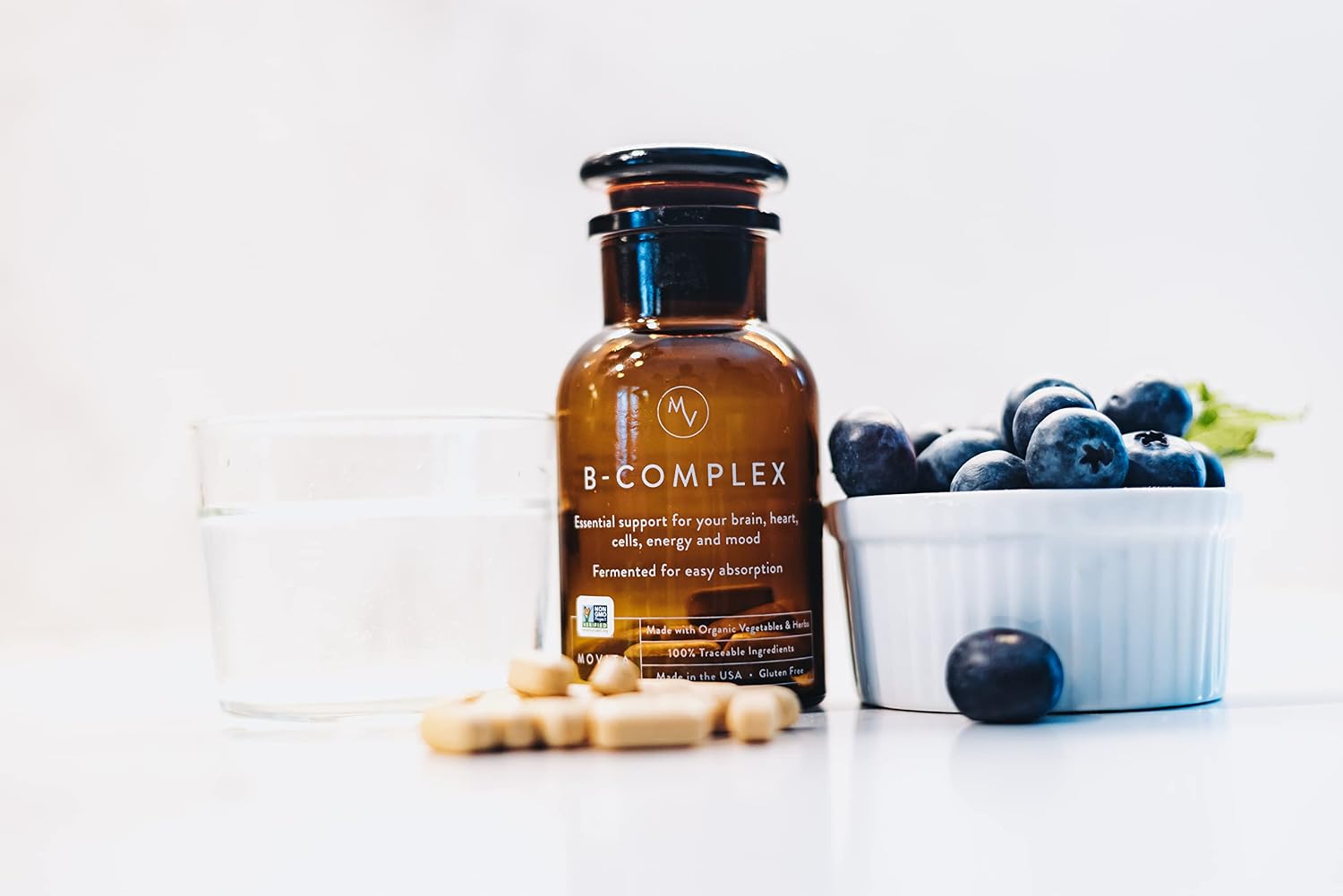 Movita Fermented Vitamin B-Complex, Bottle - Fermented Whole Foods, Vitamins and Minerals - Organic, Vegan-Friendly, Gluten-Free & Non-GMO - Monthly Supply