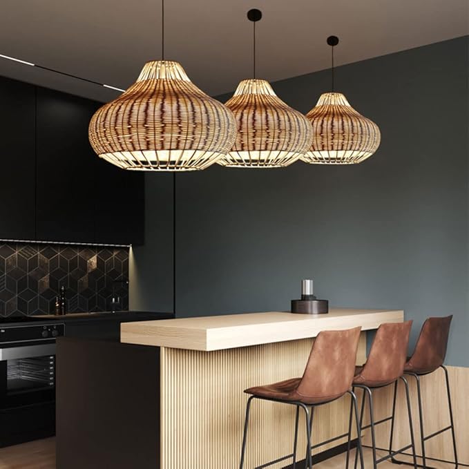 UDIIX Kroonluchter lichtpunt LED Moderne Hanglamp, Hanglamp Zuidoost-Aziatische Stijl Kroonluchter Creatieve Persoonlijkheid Rotan Lamp Rotan Rotan Kroonluchter Woonkamer Eetkamer Bamboe Lichtpunt E27 Verli photo 2