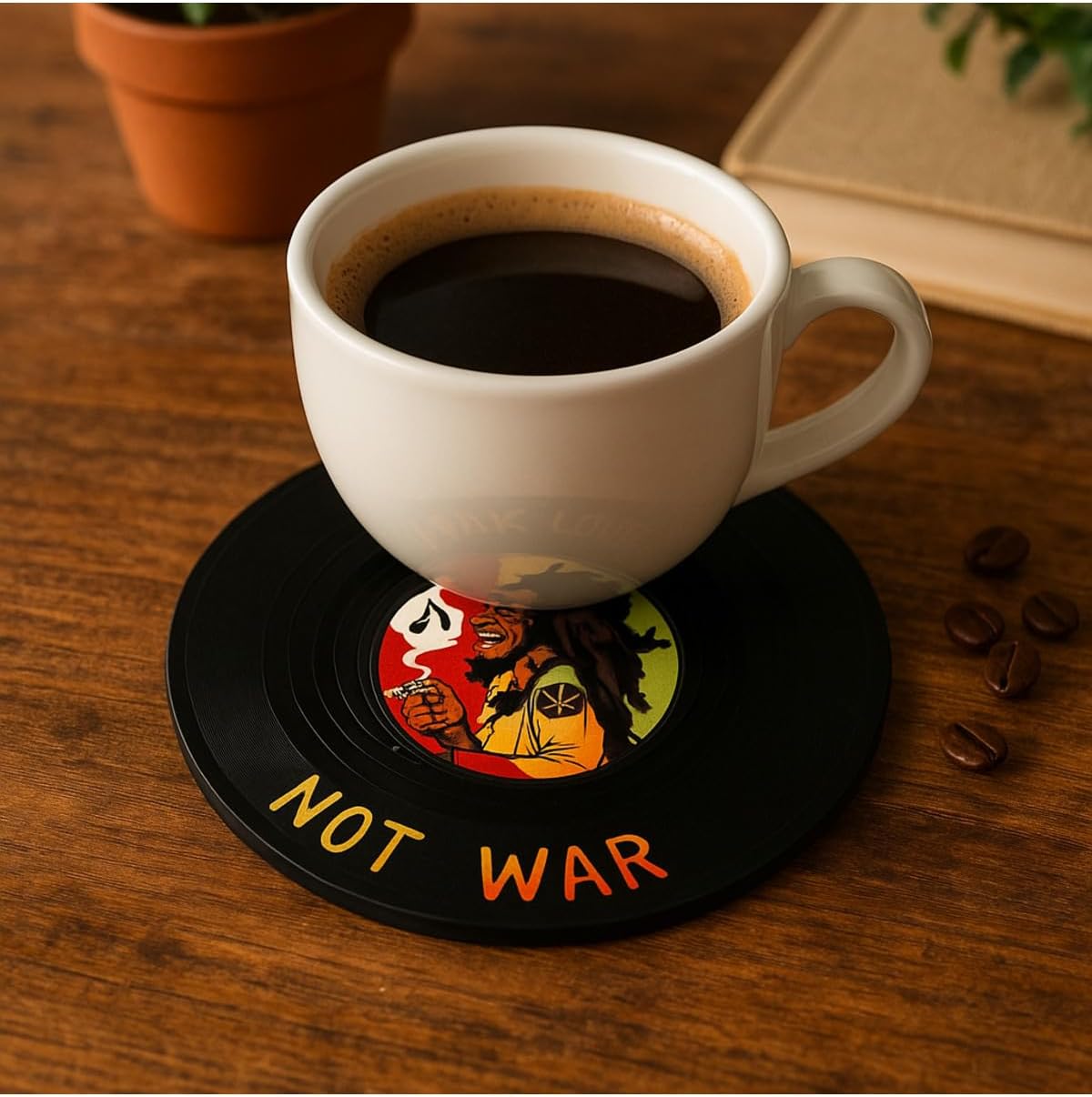 Bob Marley Make Love Not War Bardak Altlığı Retro Rasta Dekoratif Hediye, bmar091204