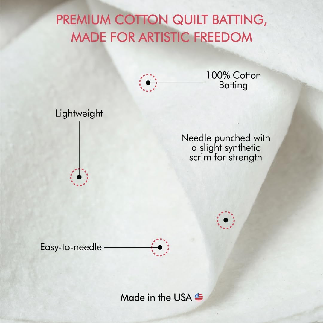 Fairfield Toasty Cotton Quilt Batting, Premium Cotton Batting for Quilting, Ideal for Clothing, Crafts, Wall Hangings, and Quilts, Quilting Supplies, 90" by 20 yd Roll