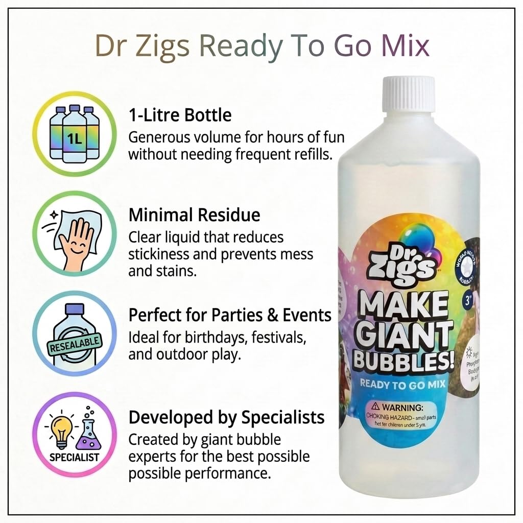 Pompas de jabón gigantes - Mezcla de 1 Litro - Dr Zigs Extraordinary Bubbles