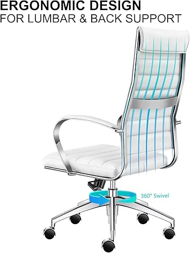 Miniatura 4 de LUXMOD Silla de oficina con reposabrazos, silla giratoria ajustable en piel vegana duradera, sillas de escritorio ergonómicas para respaldo extra y