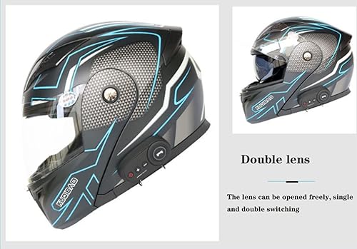 Miniatura 6 de Casco modular de motocicleta de cara completa, con Bluetooth abatible frontal aprobado por DOT, con doble visera, cuatro estaciones, casco de