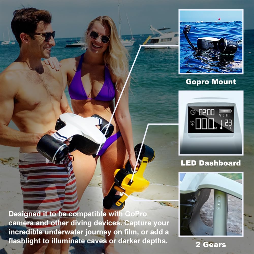 ROBOSEA Seaflyer Seascooter 800W Underwater Scooter 100ft Depth Water Propellers Diving Equipment for Swimming Pool Sea