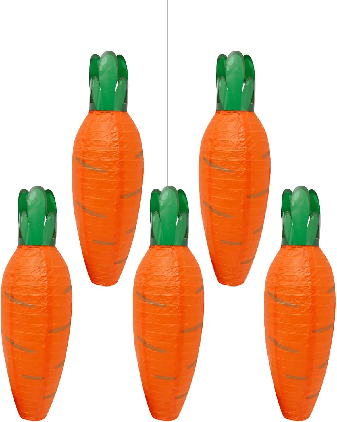 ​​5 PCS Carrot-Shaped Paper Lanterns, Cute Cartoon Easter&Thanksgiving Decorations, Party Supplies for Kids, Classroom, Home Decor, Non-Scary Festive Carrot Lanterns​ Easter Decorations