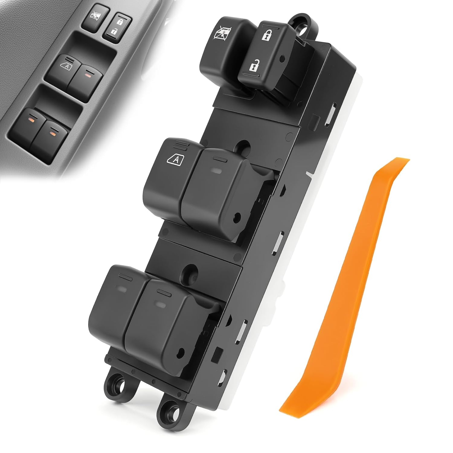TOP-MAX Master Power Window Switch Compatible with 2007-2021 Nissan Frontier Crew Cab, 2007-2015 Nissan Xterra, Driver Side Window Control Switch Front Left with Removal Tool Replaces 25401-ZP70A