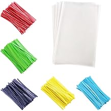 Newkita 6x9 Cellophane Goodie Bags, Clear Treat bags with 4&rsquo;&rsquo; Ties for Cookies Candy Rice Crispy Cakepop Goodie Christmas Thanksgiving Halloween Party Favor Gift Bags, 100Pack