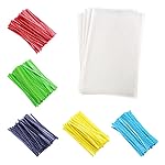 Newkita 6x9 Cellophane Goodie Bags, Clear Treat bags with 4 Ties for Cookies Candy Rice Crispy Cakepop Goodie Christmas Thanksgiving Halloween Party Favor Gift Bags, 100Pack