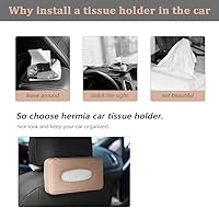 Vista 6 de HerMia Luxury Black Leather Car Back Seat Headrest Hanging Tissue Holder Case Mount, Multi-use Car Tissue Paper Holder with One Tissue Refill for